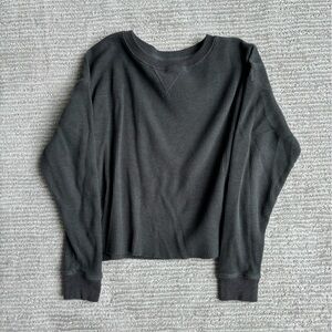Abercrombie & Fitch Charcoal Waffle Knit Crewneck